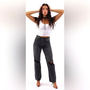 KanCan Distressed Ultra High Rise 90's Boyfriend Jeans Black-29/Black